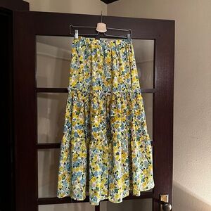 Peppermayo Yellow and Blue Floral Maxi Skirt